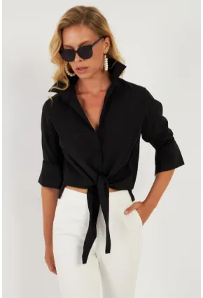 Kadın Siyah Basic Gömlek ZER409