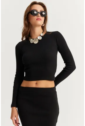 Kadın Siyah Basic Kaşkorse Alt- Üst Takım XL2042