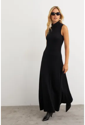 Kadın Siyah Basic Maxi Elbise MTF29