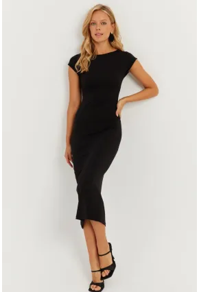 Kadın Siyah Basic Midi Elbise MEN2040