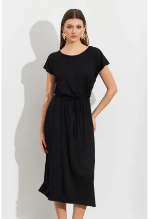 Kadın Siyah Beli Büzülebilir Midi Elbise MURO1193