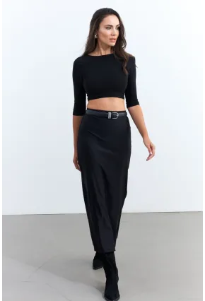 Kadın Siyah Beli Lastikli Etek FRY2235