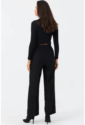Kadın Siyah Beli Lastikli Pantolon ELA6782