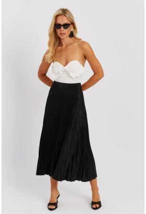 Kadın Siyah Beli Lastikli Pilise Etek OW145