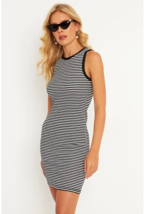 Kadın Siyah-BeyazÇizgili Mini Elbise XL2006