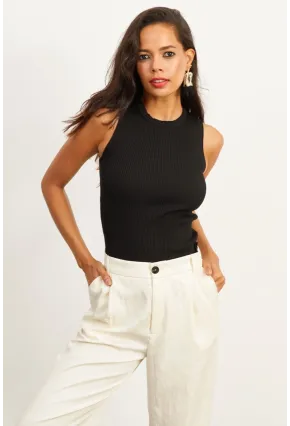 Kadın Siyah Bisiklet Yaka Triko Bluz YV91