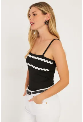 Kadın Siyah Biyeli Bluz EY2772