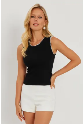 Kadın Siyah Biyeli Kaşkorse Bluz AYD318