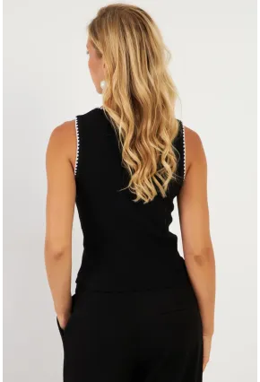 Kadın Siyah Biyeli Kaşkorse Bluz XL2023