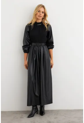 Kadın Siyah Bloklu Taşlı Elbise MALZ101