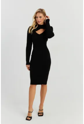 Kadın Siyah Bolerolu Triko Maxi Elbise YZ558