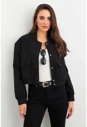 Kadın Siyah Bomber Ceket QRS8375