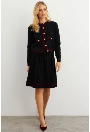 Kadın Siyah-Bordo Triko Ceket Takım SF2557