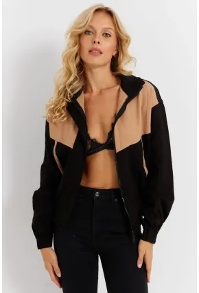 Kadın Siyah-Camel Denim Ceket İS3905-9