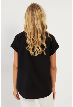 Kadın Siyah Cepli Gömlek ZER410