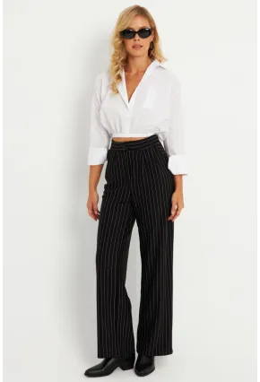 Kadın Siyah Çizgili Pantolon ELT0011