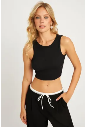 Kadın Siyah Crop Bluz XL2004