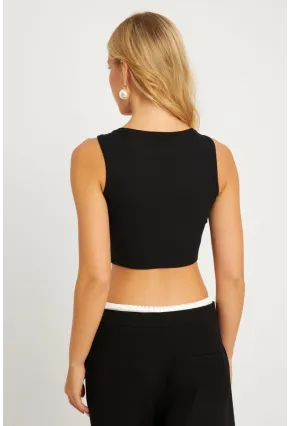 Kadın Siyah Crop Bluz XL2004