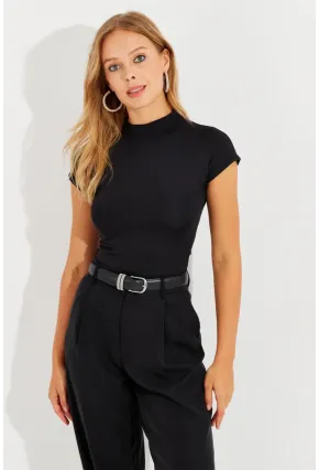 Kadın Siyah Dalgıç Bluz EY2564
