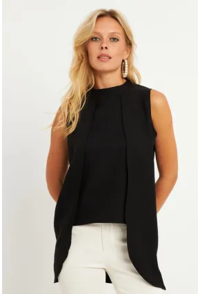 Kadın Siyah Dokuma Bluz ZER406