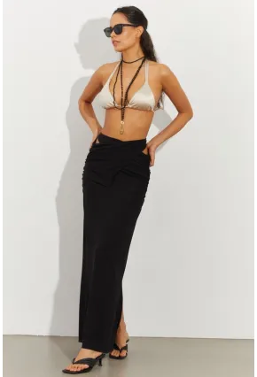 Kadın Siyah Drapeli Etek B224