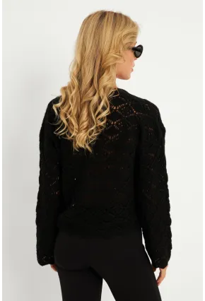 Kadın Siyah Düğme Detaylı Hırka YV276