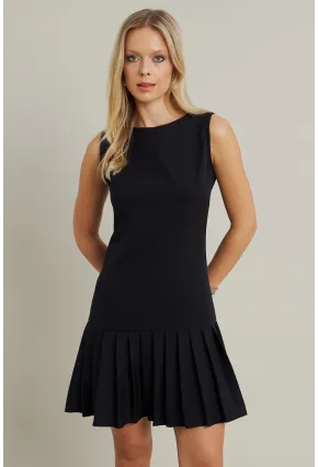 Kadın Siyah Etegi Pileli Mini Elbise FRY2265