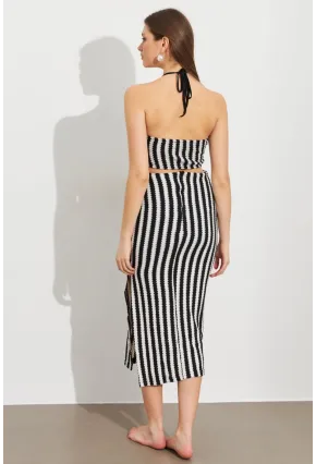 Kadın Siyah Etekli Triko Takım ROP108