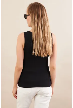 Kadın Siyah Fermuarlı Kaşkorse Bluz EY3106