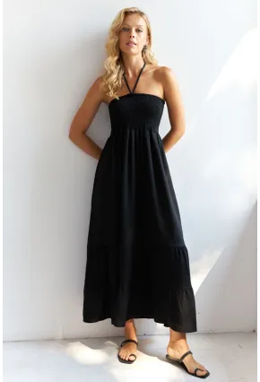 Kadın Siyah Gipeli Midi Elbise SF12813