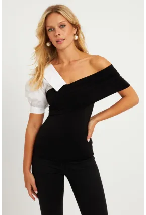 Kadın Siyah Gömlek Detaylı Bluz MEN2055