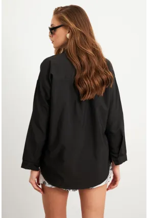 Kadın Siyah Gömlek Q1100