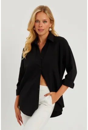 Kadın Siyah Gömlek Q987