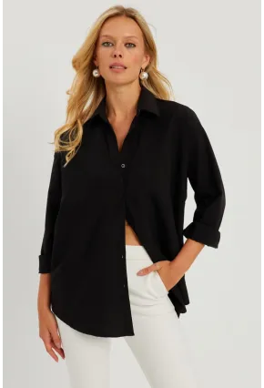 Kadın Siyah Gömlek Q987