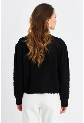 Kadın Siyah İpli Triko Hırka YV323