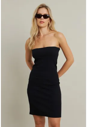 Kadın Siyah Kalp Yaka Kaşkorse Mini Elbise TF45