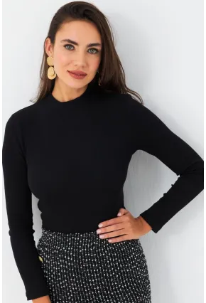 Kadın Siyah Kaşkorse Basic Bluz AYD389