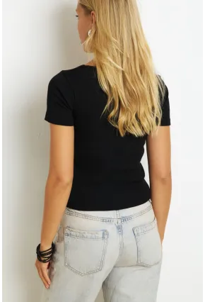 Kadın Siyah Kaşkorse Bluz AYD325