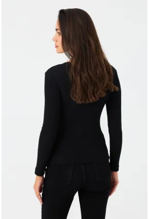 Kadın Siyah Kaşkorse Bluz EY2988
