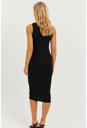 Kadın Siyah Kaşkorse Midi Elbise CG330