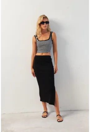 Kadın Siyah Kaşkorse Midi Etek XL2034