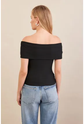 Kadın Siyah Kemer Detaylı Bluz FRY2316