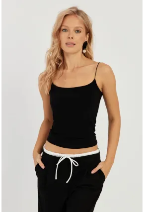 Kadın Siyah-Kırmızı İkili İp Askılı Bluz GÇ158