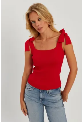 Kadın Siyah-Kırmızı İkili Triko Bluz YV271