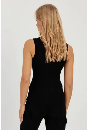 Kadın Siyah Kolsuz Bluz LPP1260