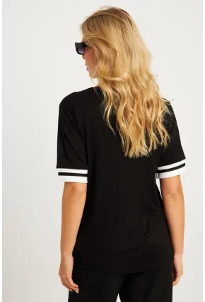 Kadın Siyah Kontrast Bluz ST836