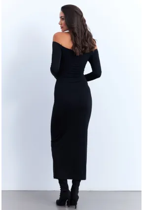 Kadın Siyah Kruvaze Maxi Elbise LİK11