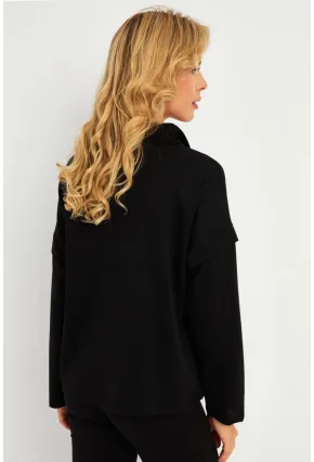 Kadın Siyah Kuşgözlü Sweatshirt TF04