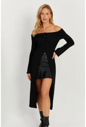 Kadın Siyah Madonna Yaka Tunik EY2710