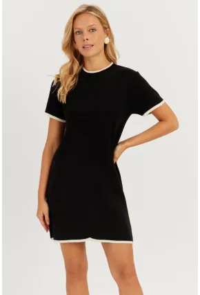 Kadın Siyah Mini Triko Elbise MİW1356